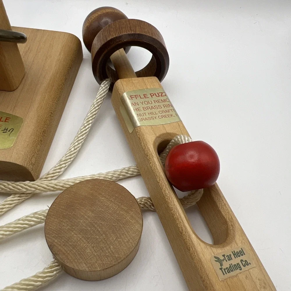 2 Vintage 1970's Wooden Brain Teasers By Baffle Puzzles USA